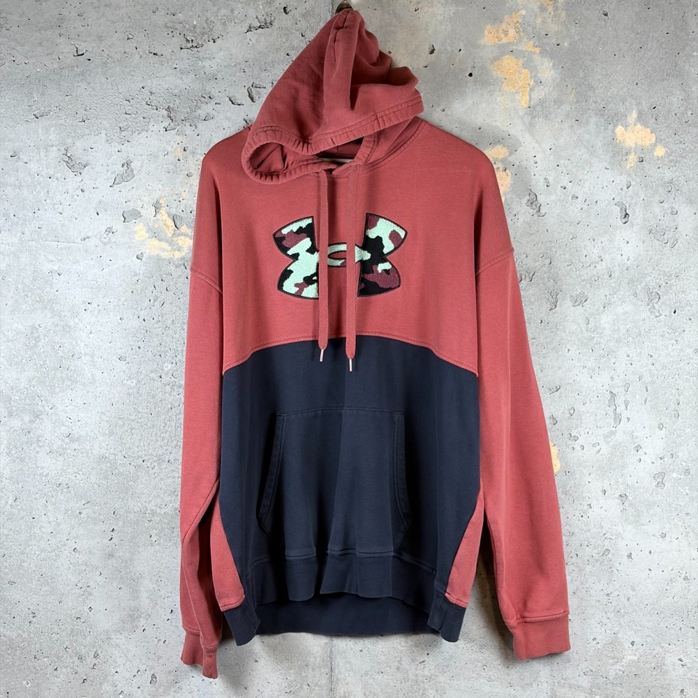 Under Armour Coldgear Loose Hoodie Mens XL Black Rose Pink Pullover 1357098